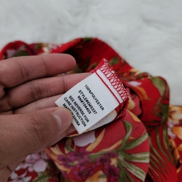 E & M Wide leg Floral Tropical Print Tie Waist Pants. Size Large. New without ta - Picture 7 of 8